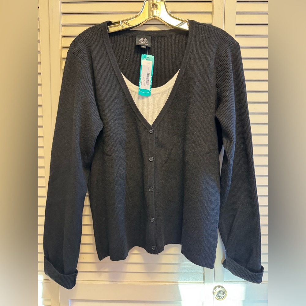 Babeau XL Black Layered Cardigan PTP 20”